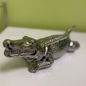 Silver Crocodile Figurine